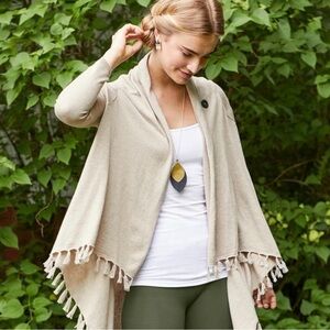 Matilda Jane Women's Come On Over Wrap Cardigan Fringe Accents